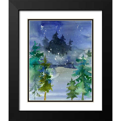 Watercolor Winter Black Modern Wood Framed Art Print with Double Matting by Moss, Tara