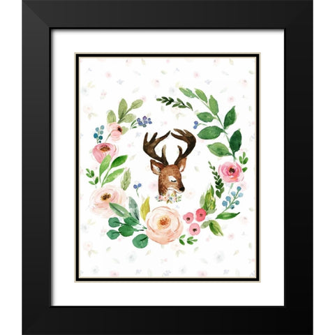 Watercolor Deer Black Modern Wood Framed Art Print with Double Matting by Moss, Tara