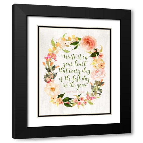 Write It on Your Heart Black Modern Wood Framed Art Print with Double Matting by Moss, Tara