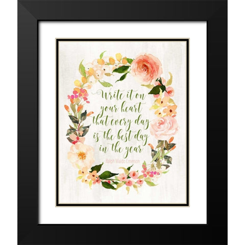 Write It on Your Heart Black Modern Wood Framed Art Print with Double Matting by Moss, Tara