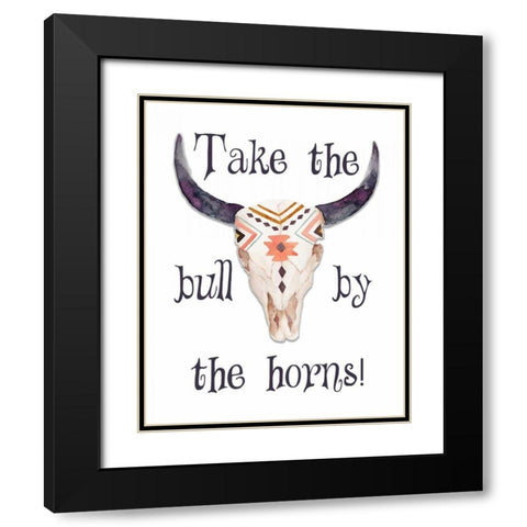Bull by the Horns Black Modern Wood Framed Art Print with Double Matting by Moss, Tara