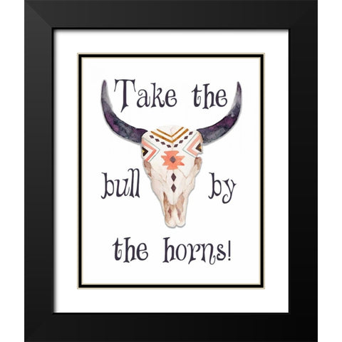 Bull by the Horns Black Modern Wood Framed Art Print with Double Matting by Moss, Tara