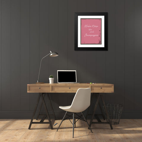 Pink Champagne Black Modern Wood Framed Art Print with Double Matting by Moss, Tara
