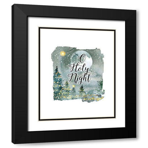 O Holy Night Watercolor Black Modern Wood Framed Art Print with Double Matting by Moss, Tara