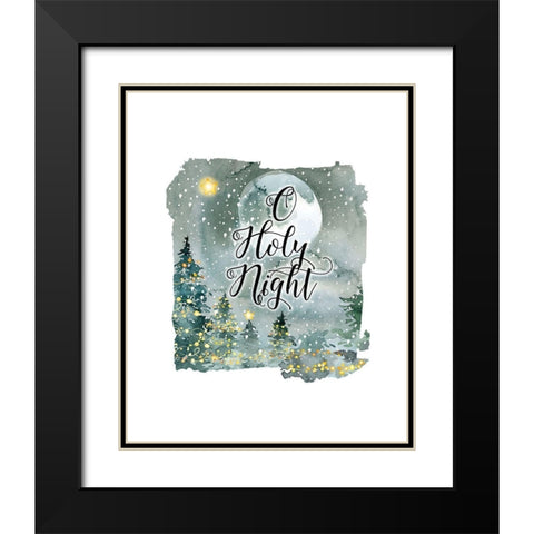 O Holy Night Watercolor Black Modern Wood Framed Art Print with Double Matting by Moss, Tara