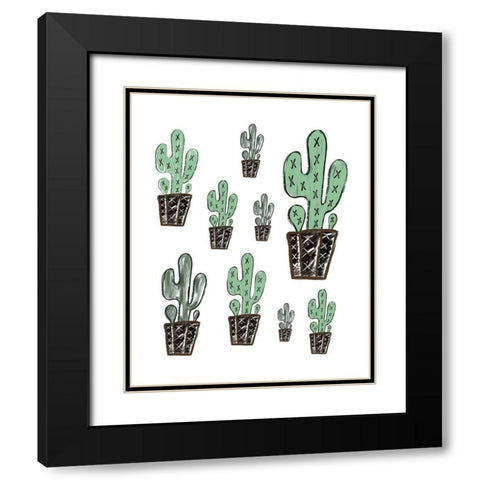 Cactus Collage Black Modern Wood Framed Art Print with Double Matting by Moss, Tara