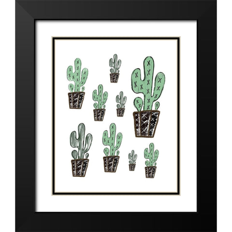 Cactus Collage Black Modern Wood Framed Art Print with Double Matting by Moss, Tara