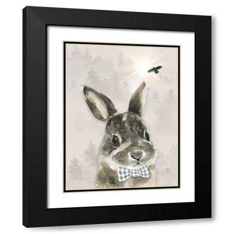Baby Boy Hare Black Modern Wood Framed Art Print with Double Matting by Moss, Tara