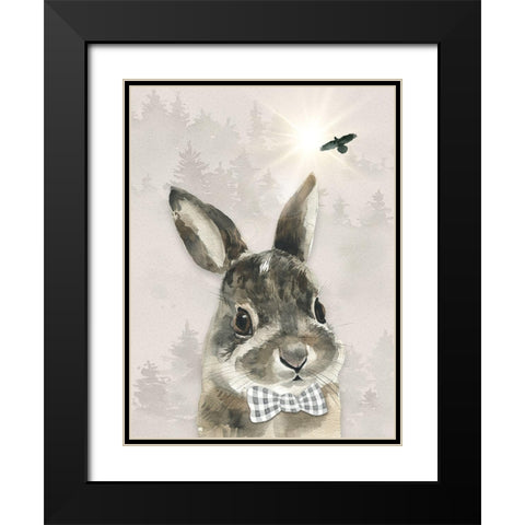 Baby Boy Hare Black Modern Wood Framed Art Print with Double Matting by Moss, Tara