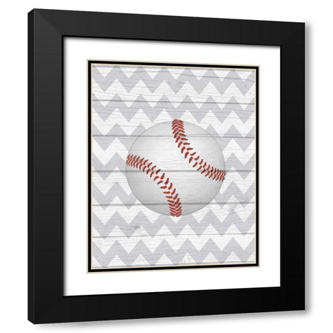Baseball Black Modern Wood Framed Art Print with Double Matting by Robinson, Tamara