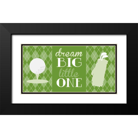 Golf Dream Big Green Black Modern Wood Framed Art Print with Double Matting by Robinson, Tamara