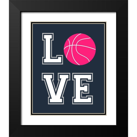 Love Basketball Black Modern Wood Framed Art Print with Double Matting by Robinson, Tamara