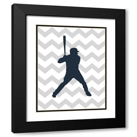 Baseball Chevron Black Modern Wood Framed Art Print with Double Matting by Robinson, Tamara