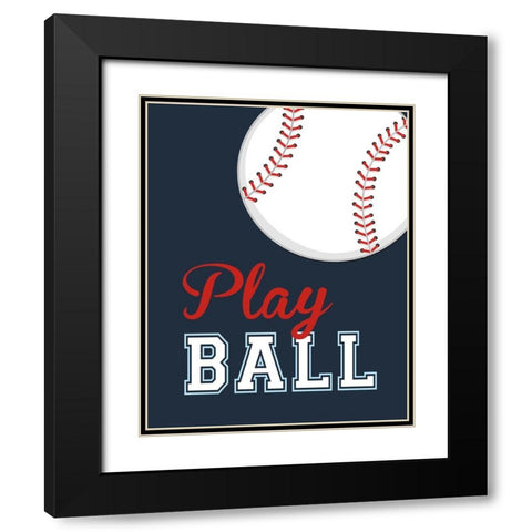 Play Ball Black Modern Wood Framed Art Print with Double Matting by Robinson, Tamara