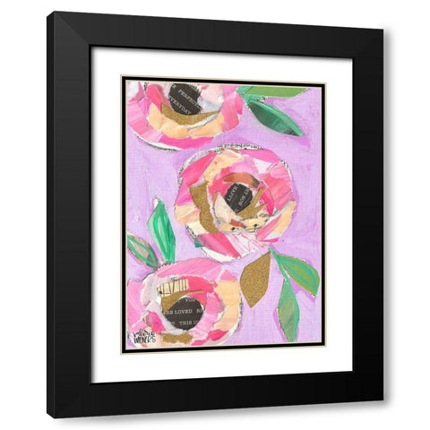 Floral Collage Black Modern Wood Framed Art Print with Double Matting by Wieners, Valerie