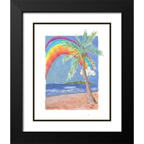 Palm and Rainbow Black Modern Wood Framed Art Print with Double Matting by Wieners, Valerie