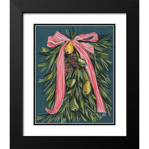 Christmas Wreath Black Modern Wood Framed Art Print with Double Matting by Wieners, Valerie