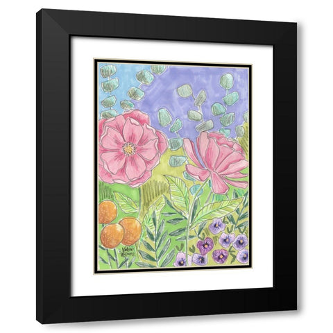 Peony Set I Black Modern Wood Framed Art Print with Double Matting by Wieners, Valerie