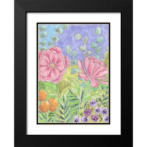Peony Set I Black Modern Wood Framed Art Print with Double Matting by Wieners, Valerie