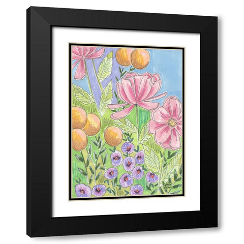 Peony Set II Black Modern Wood Framed Art Print with Double Matting by Wieners, Valerie