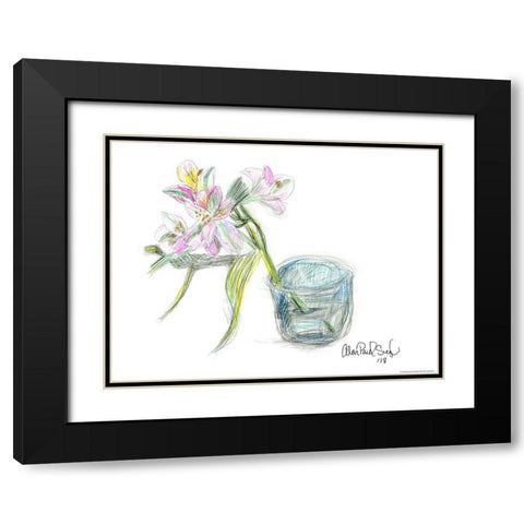 Flower III Black Modern Wood Framed Art Print with Double Matting by Yellow Cafe