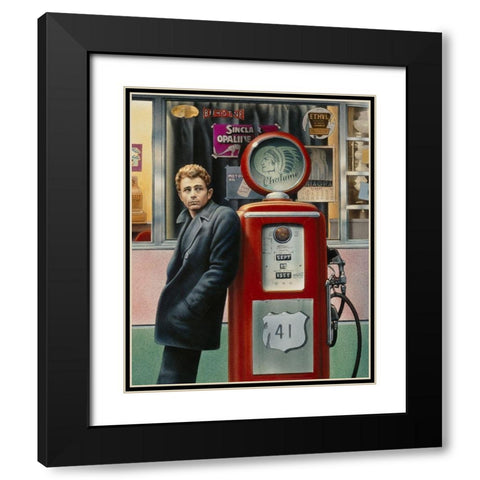 James Dean Black Modern Wood Framed Art Print with Double Matting by Yellow Cafe