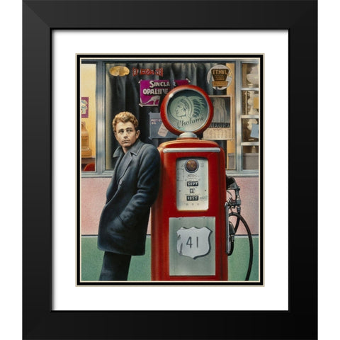 James Dean Black Modern Wood Framed Art Print with Double Matting by Yellow Cafe