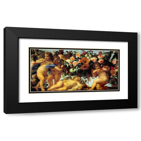 Amours et guirlandes de fleurs II Black Modern Wood Framed Art Print with Double Matting by Maratta, Carlo