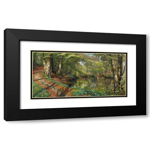 A spring day in the forest Black Modern Wood Framed Art Print with Double Matting by Monsted, Peder Mork