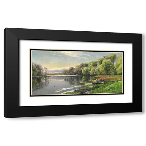 The Mill Pond Black Modern Wood Framed Art Print with Double Matting by Monsted, Peder Mork