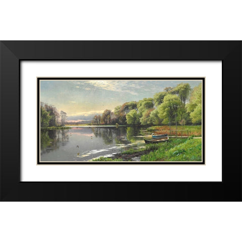 The Mill Pond Black Modern Wood Framed Art Print with Double Matting by Monsted, Peder Mork