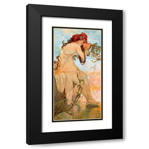 ete Black Modern Wood Framed Art Print with Double Matting by Mucha, Alphonse