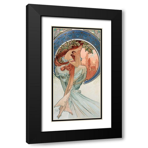 La-poesie Black Modern Wood Framed Art Print with Double Matting by Mucha, Alphonse