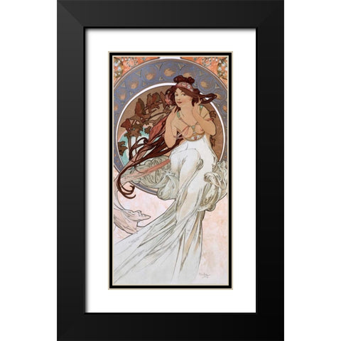 La-musique Black Modern Wood Framed Art Print with Double Matting by Mucha, Alphonse