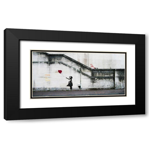 South Bank London-graffiti attributed to Banksy Black Modern Wood Framed Art Print with Double Matting by Anonymous
