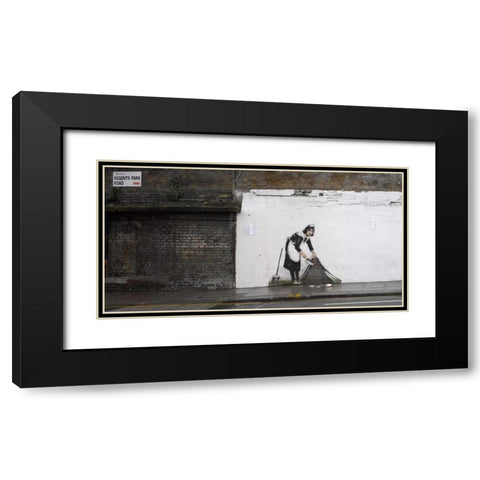 Regents Park Rd Camden London-graffiti attributed to Banksy Black Modern Wood Framed Art Print with Double Matting by Anonymous