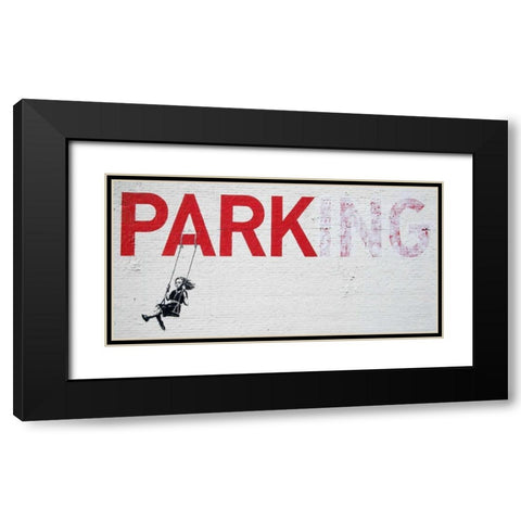 Broadway Los Angeles-graffiti attributed to Banksy - detail Black Modern Wood Framed Art Print with Double Matting by Anonymous