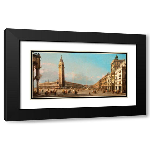Piazza San Marco Looking South and West Black Modern Wood Framed Art Print with Double Matting by Canaletto