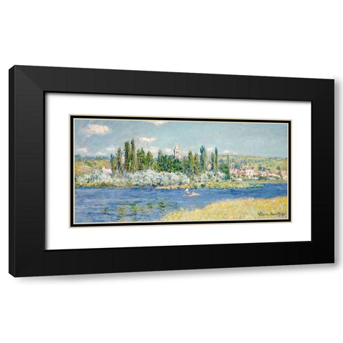 Vetheuil Black Modern Wood Framed Art Print with Double Matting by Monet, Claude