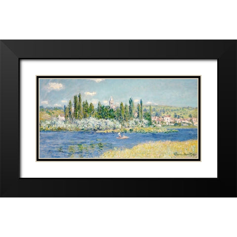 Vetheuil Black Modern Wood Framed Art Print with Double Matting by Monet, Claude