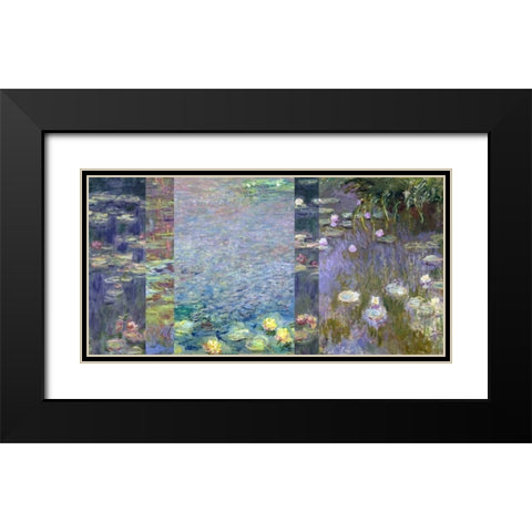 Waterlilies III Black Modern Wood Framed Art Print with Double Matting by Monet, Claude