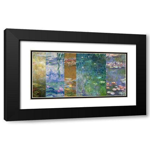 Waterlilies IV Black Modern Wood Framed Art Print with Double Matting by Monet, Claude