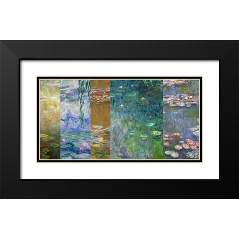 Waterlilies IV Black Modern Wood Framed Art Print with Double Matting by Monet, Claude
