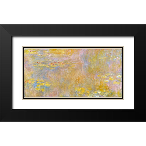 Waterlilies-Yellow Nirvana Black Modern Wood Framed Art Print with Double Matting by Monet, Claude