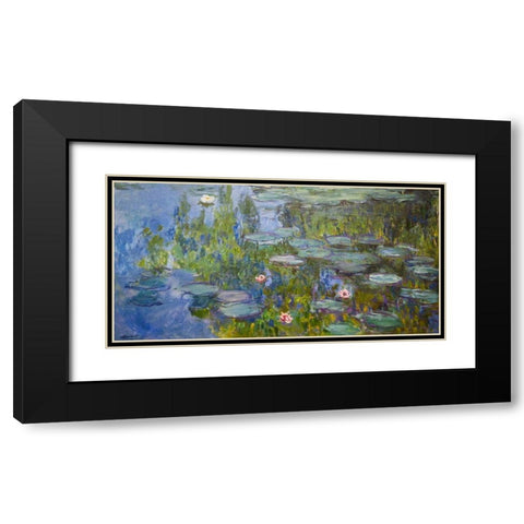 Water Lilies Black Modern Wood Framed Art Print with Double Matting by Monet, Claude