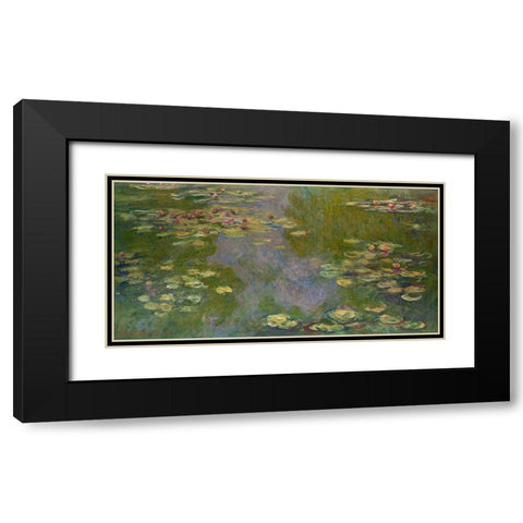 Water Lilies Black Modern Wood Framed Art Print with Double Matting by Monet, Claude