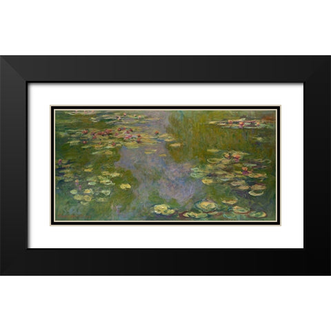 Water Lilies Black Modern Wood Framed Art Print with Double Matting by Monet, Claude