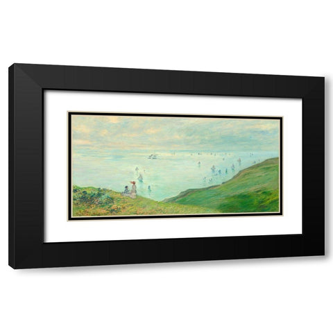 Cliffs at Pourville Black Modern Wood Framed Art Print with Double Matting by Monet, Claude