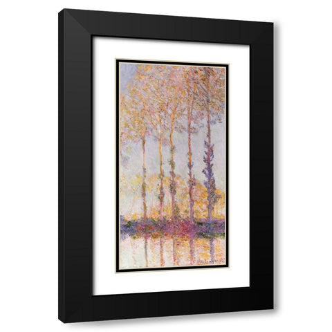 Poplars on the Banks of the Epte Black Modern Wood Framed Art Print with Double Matting by Monet, Claude