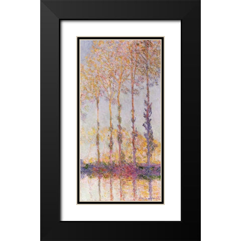 Poplars on the Banks of the Epte Black Modern Wood Framed Art Print with Double Matting by Monet, Claude